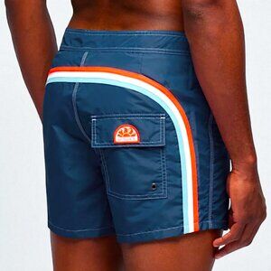 Sundek vintage satin short swimshorts with fixed waist iconic tafeta Navy men 32